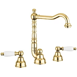 Смеситель для раковины Emmevi Deco Ceramic 121643/OR, на 3 отверстия - цвет золото - изображение 1