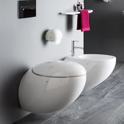Унитаз подвесной Laufen Alessi One 8.2097.1.757.000.1 - безободковый с покрытием LCC, белый матовый - изображение 3