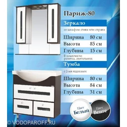 Комплект SANMARIA Париж 80 створки и 2 ящика (цвет венге с белым) - изображение 2