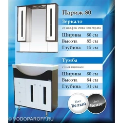 Комплект SANMARIA Париж 80 створки и 3 ящика (цвет венге с белым) - изображение 2