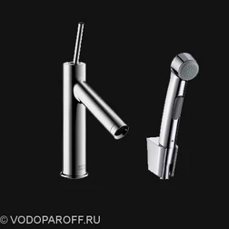 Смеситель для раковины с гигиеническим душем hansgrohe AXOR Starck 10300 000 однорычажный (хром) - изображение 1