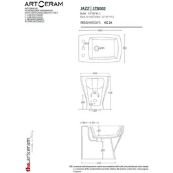 Биде напольное приставное JAZZ ArtCeram JZ04 Белое на 3 отверстия - изображение 2