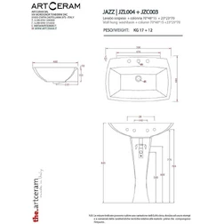 Раковина подвесная JAZZ ArtCeram Jzl 004 Белого цвета (ит.Bianco) - изображение 8