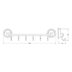 Штанга с 6-ю крючками 35 cm - изображение 2