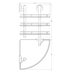 Полка угловая 3-х ярусная 28 cm (матовое стекло; хром) (FBS) - изображение 2