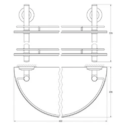 Полка 2-х ярусная 40 cm матовое стекло; хром - изображение 2