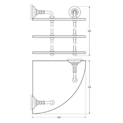 Полка угловая 3-х ярусная 23 cm (стекло; хром/золото) (3SC) - изображение 2