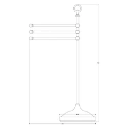 Стойка с держателем полотенец поворотным тройным для ванной 80 cm (золото) (3SC) - изображение 2