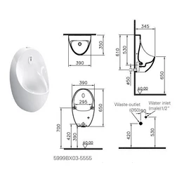 Настенный писсуар с автоматическим смыванием без ободка Vitra Arkitekt Rim-ex (5999B003) - изображение 2