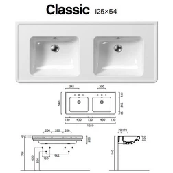 Раковина GSI Classic 125 см 8725111 - изображение 5