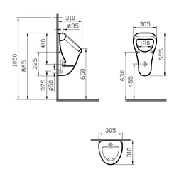 Писсуар VitrA Arkitekt 6202B003-0198 подвесной, с внешним подводом воды - изображение 2