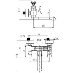 Смеситель для ванны KAISER Saturn 42022 - изображение 3