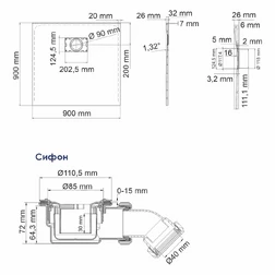 Поддон для душа Wasserkraft Elbe 74T03 90x90 - изображение 2