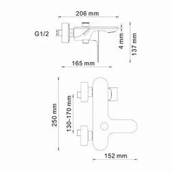 Смеситель Wasserkraft Dinkel 5801 для ванны с душем - изображение 3