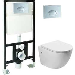 Комплект SantiLine SL-5018 + SL-01 безободковый унитаз с микролифтом+ система инсталляции с кнопкой - изображение 1