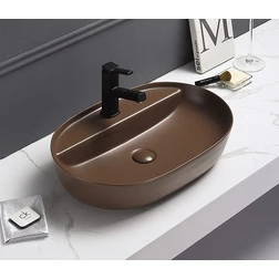 Коричневая матовая керамическая раковина Gid Br1346 - изображение 1