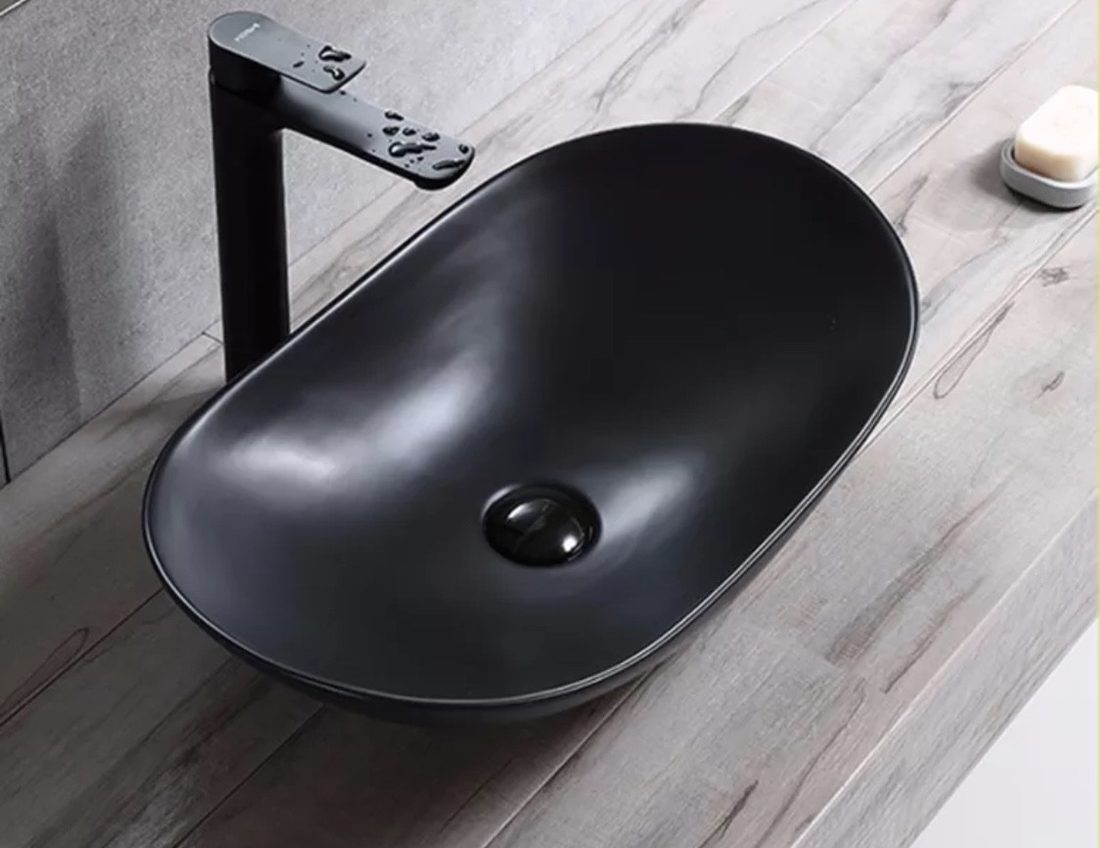 Черная матовая керамическая раковина Gid Bm969