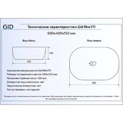 Раковина 60 см накладная Gid Mnc171 - изображение 2