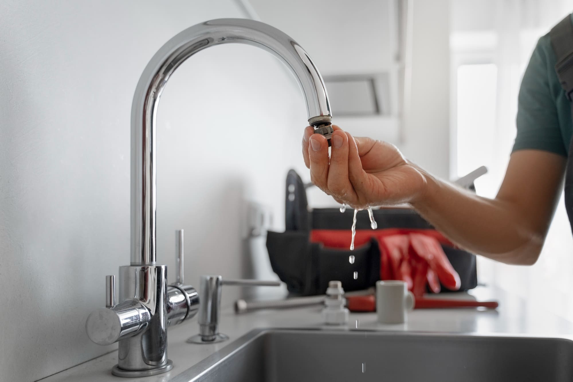 Side view man working as plumber